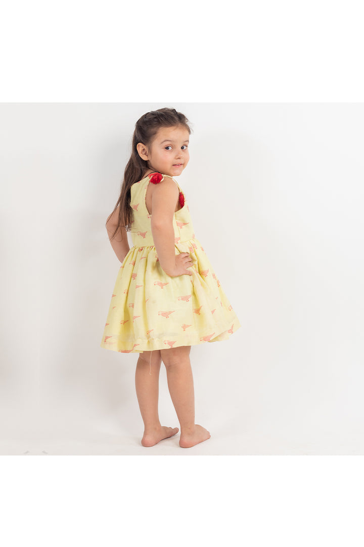 Green Block Printed Chanderi Silk Dress