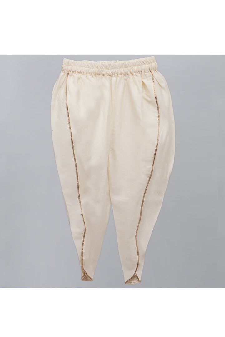 Mustard Yellow Ganpati Embroidered Kurta With Off White Dhoti Set