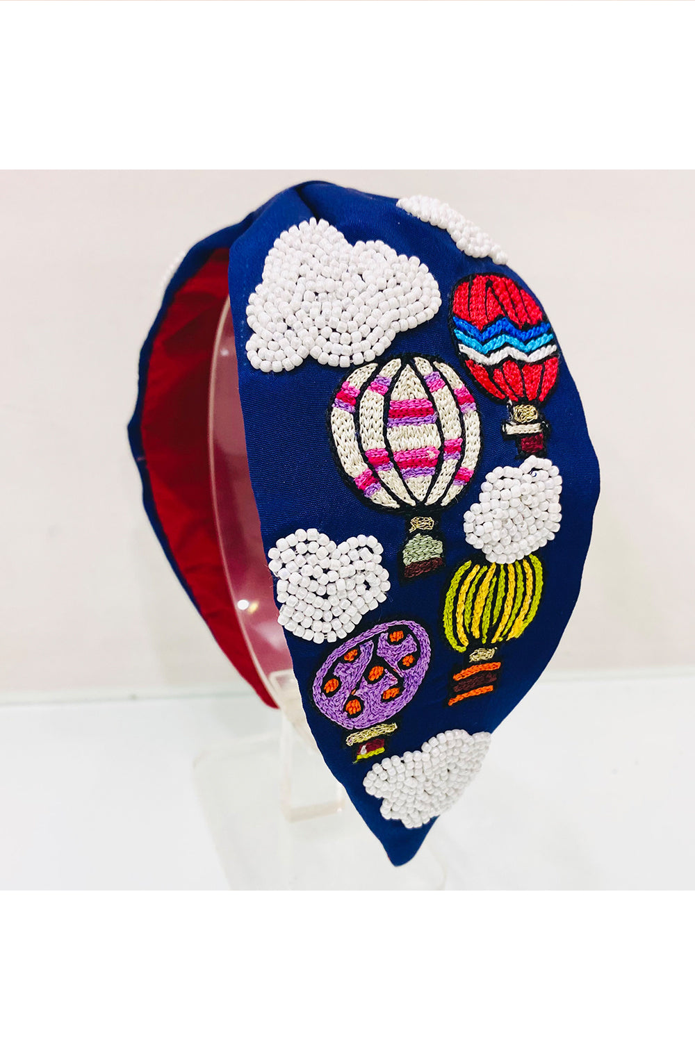 Black Hot Air Balloon Embroidered Hairband