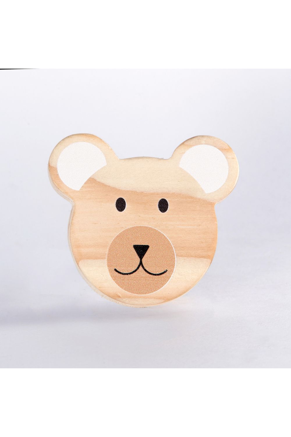 Beige Teddy Bear Face Wooden Knob