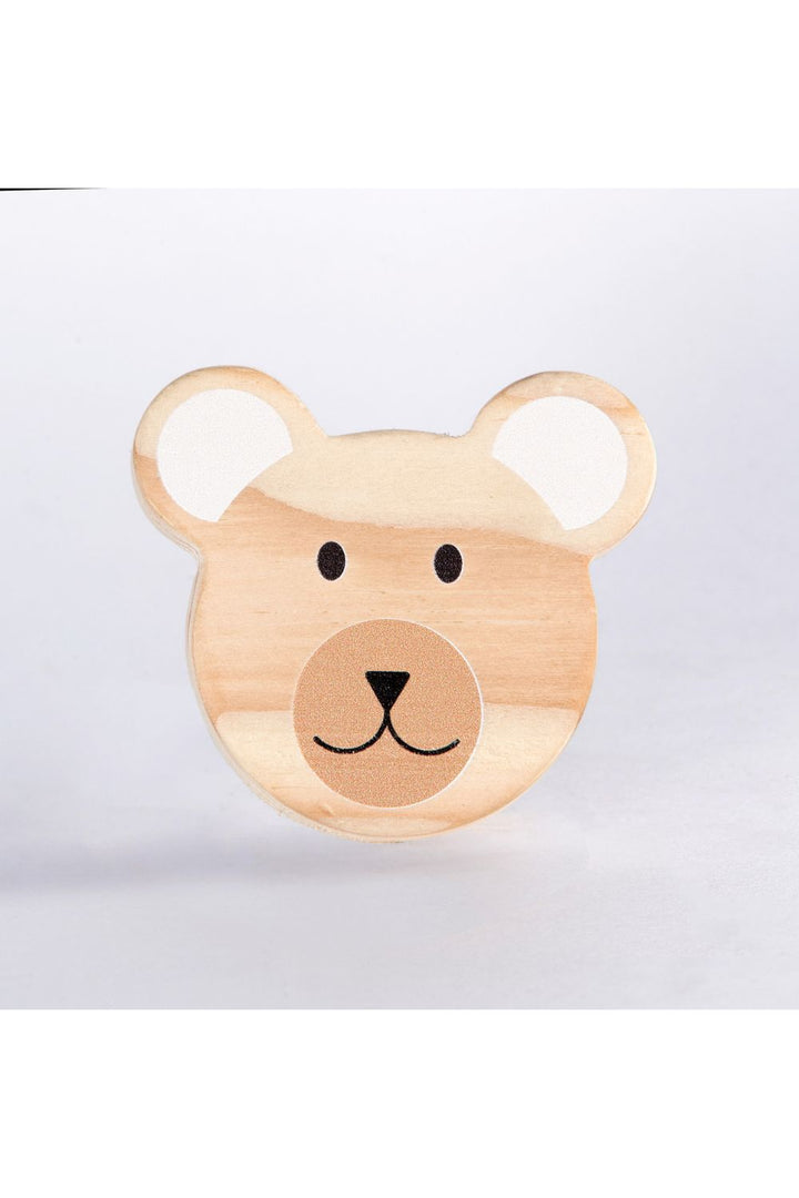 Beige Teddy Bear Face Wooden Knob