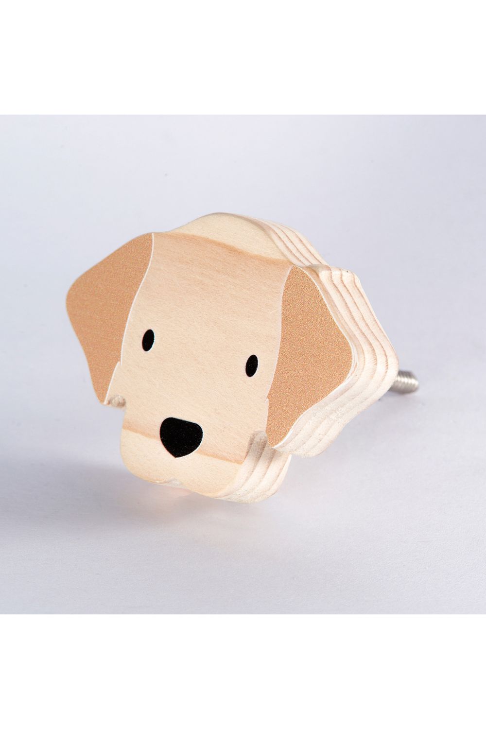 Beige Dog Face Wooden Knob