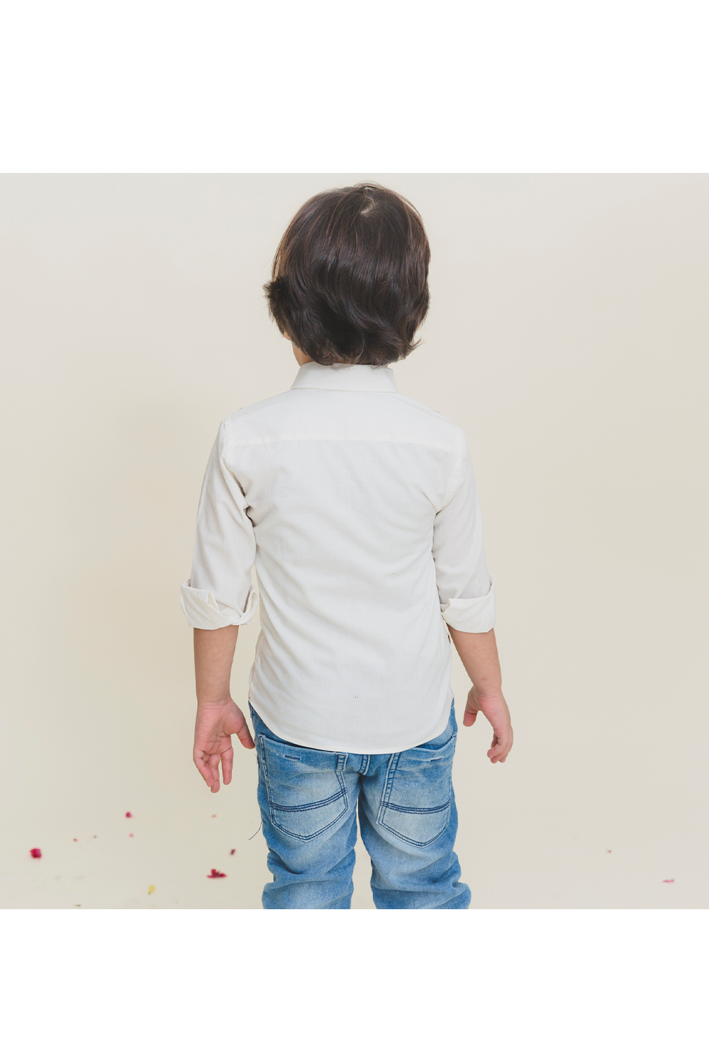 Boy face hand embroidered white shirt