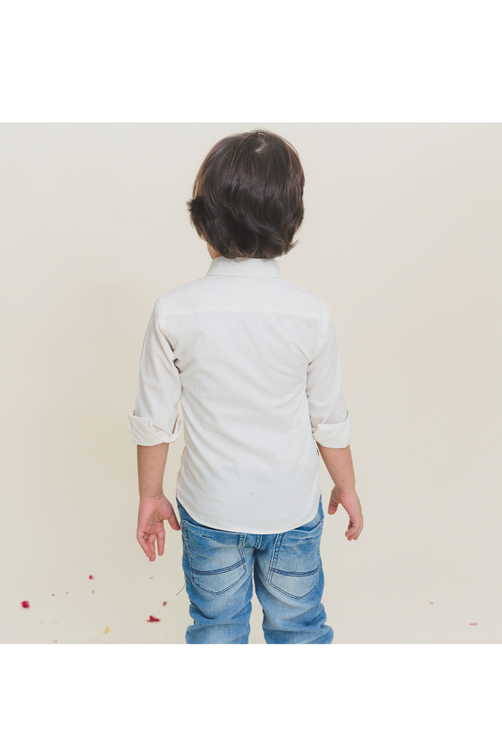 Boy face hand embroidered white shirt