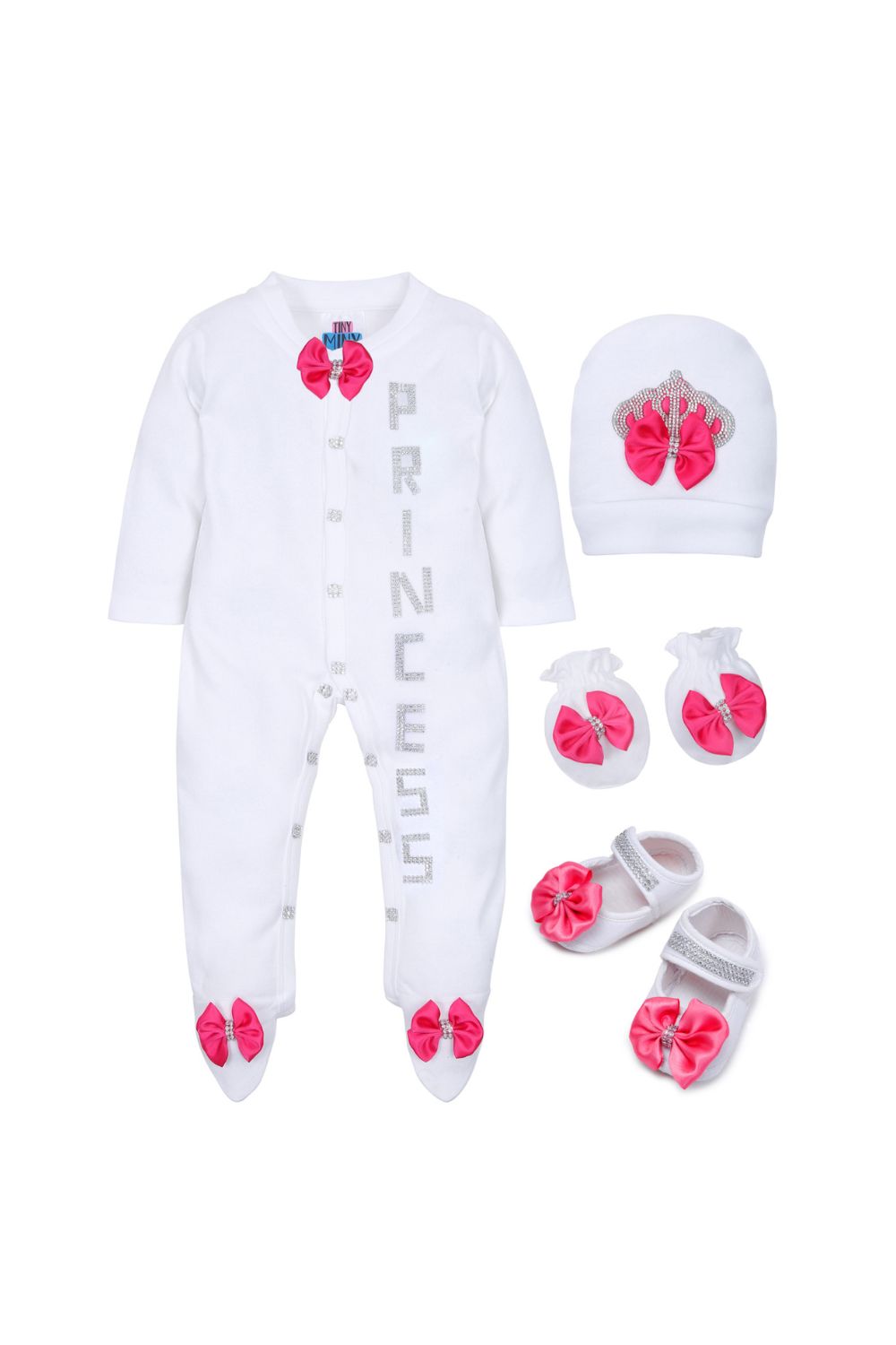 White Princess Detailing Cotton Lycra Sleepsuit Set