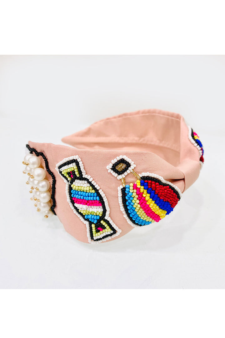 Peach Candy Embroidered Hairband