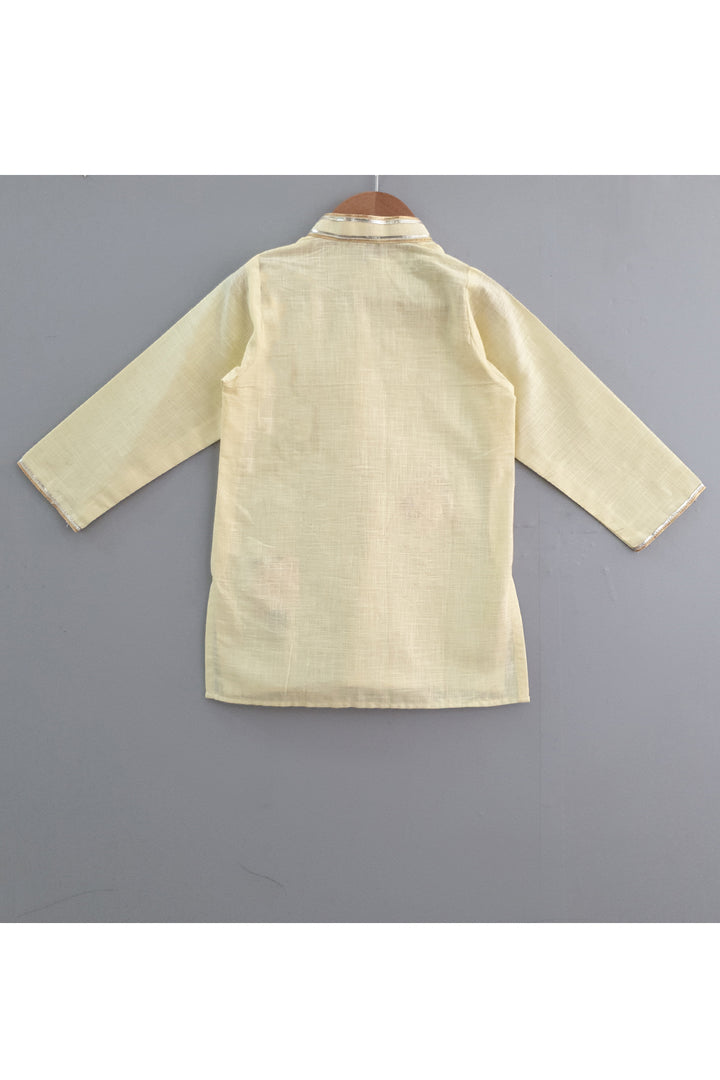 Hand painted ganpati yellow kurta