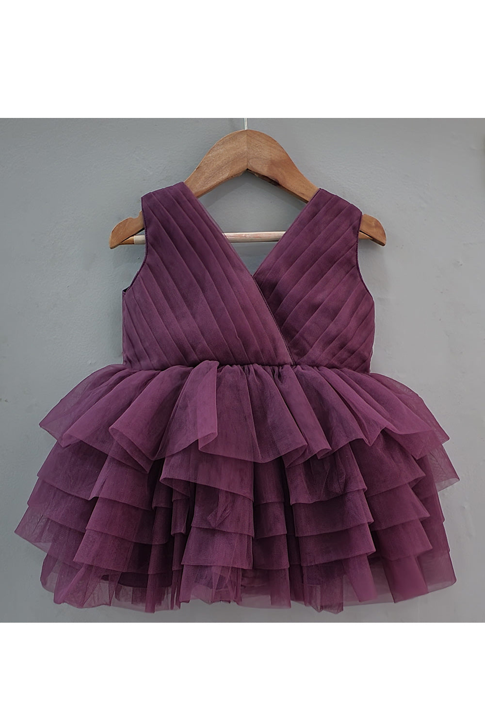 Wine Frill Net Dress