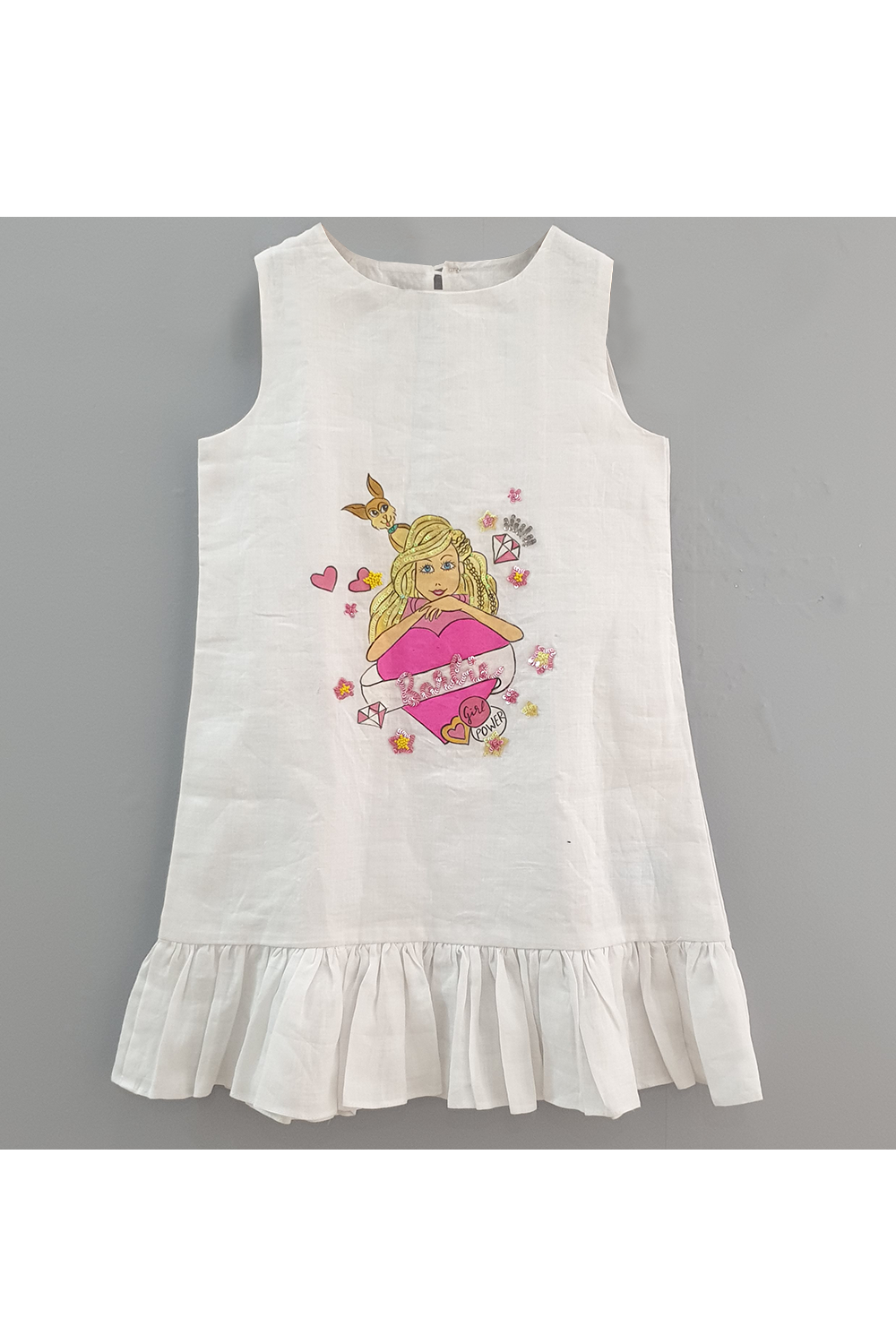 Hand painted barbie white dress