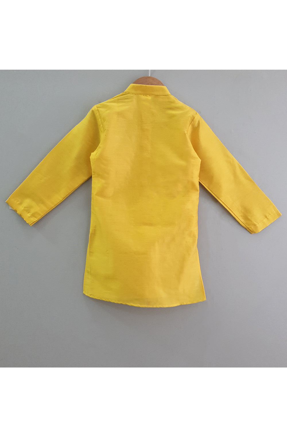 Yellow ganesha embroidery patch kurta with dhoti