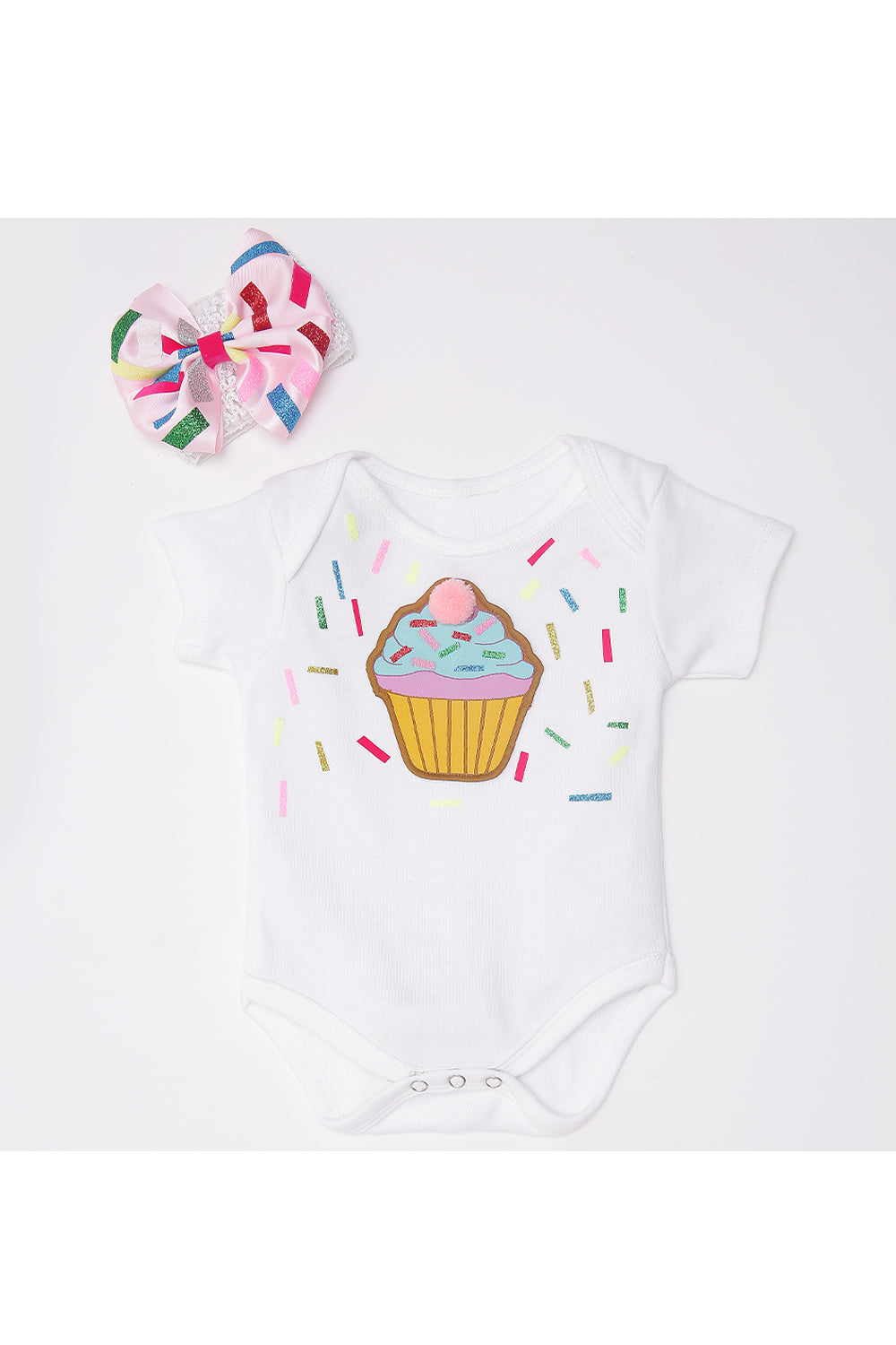 White sweet cup cake bodysuit with tutu skirt and hairband