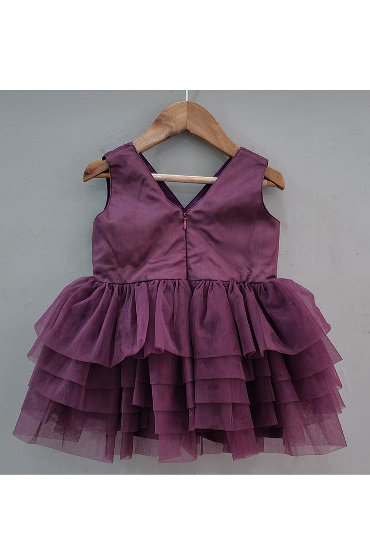 Wine Frill Net Dress