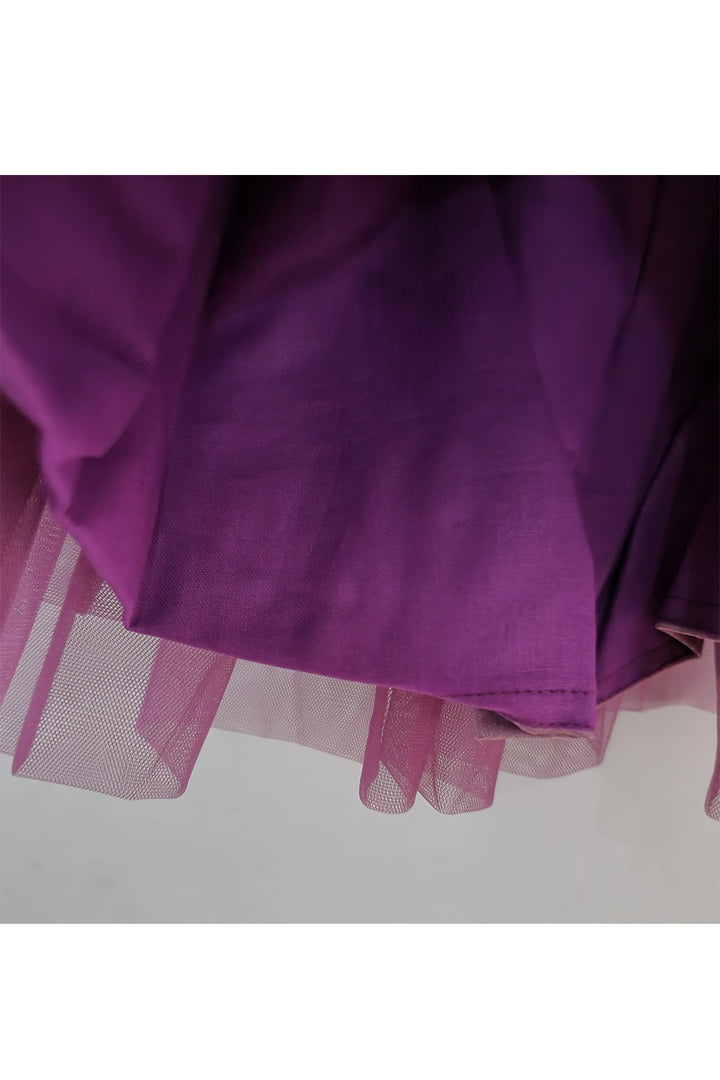 Wine Frill Net Dress