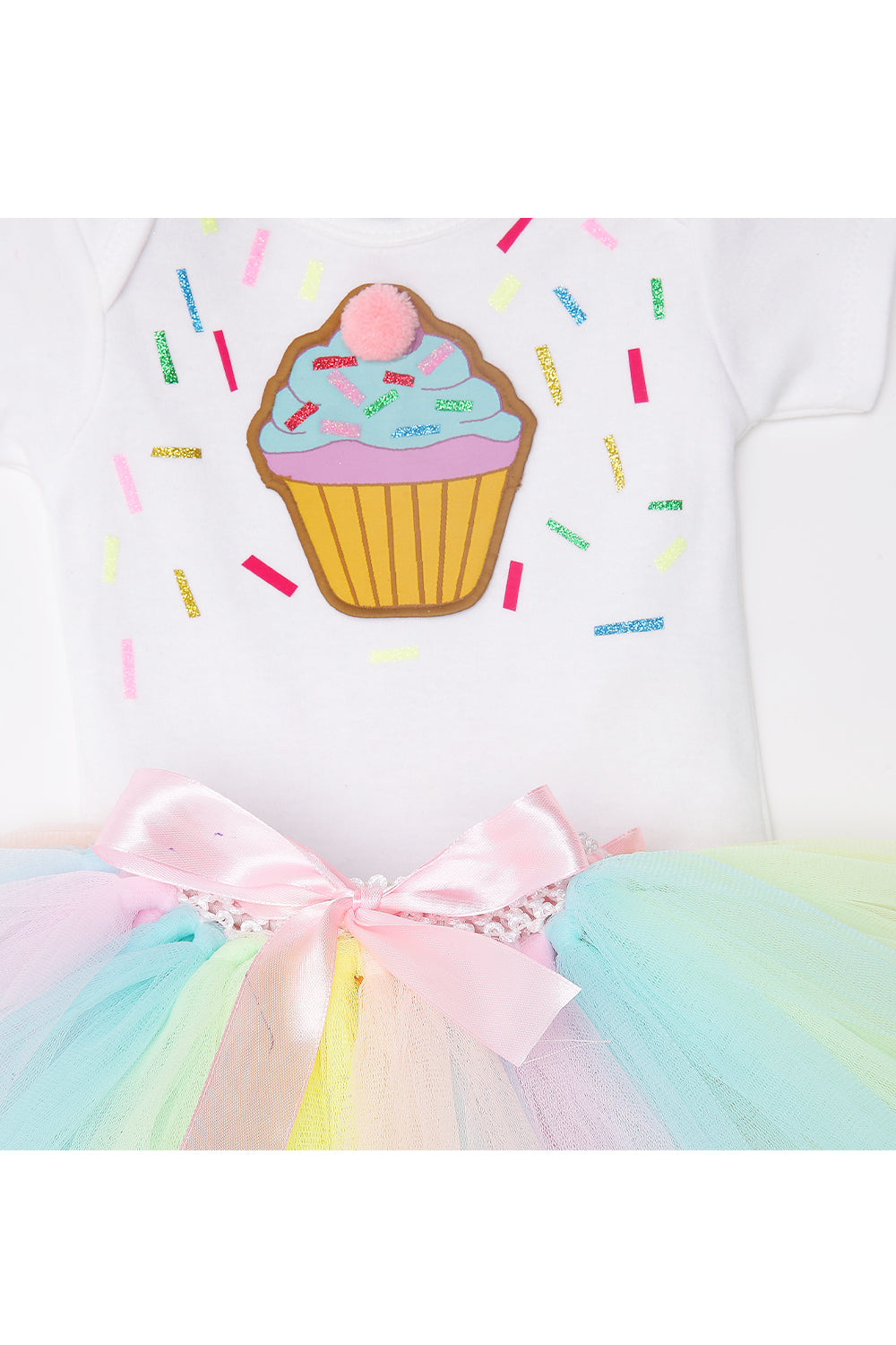 White sweet cup cake bodysuit with tutu skirt and hairband