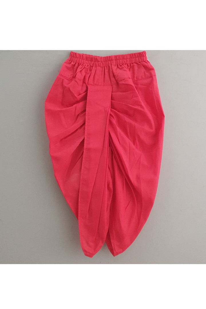 Yellow ganesha embroidery patch kurta with dhoti