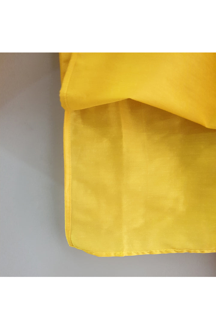 Yellow ganesha embroidery patch kurta with dhoti