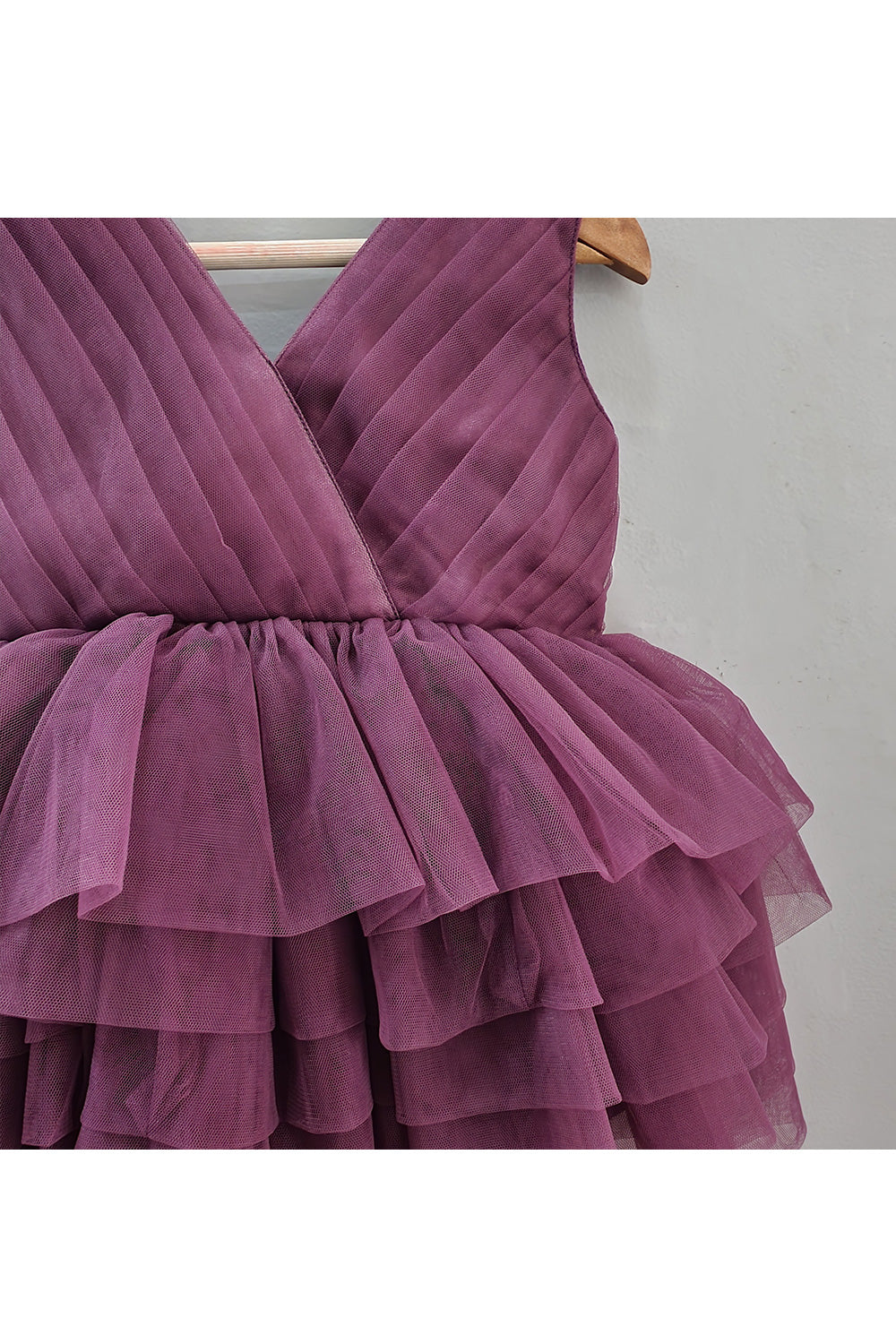 Wine Frill Net Dress