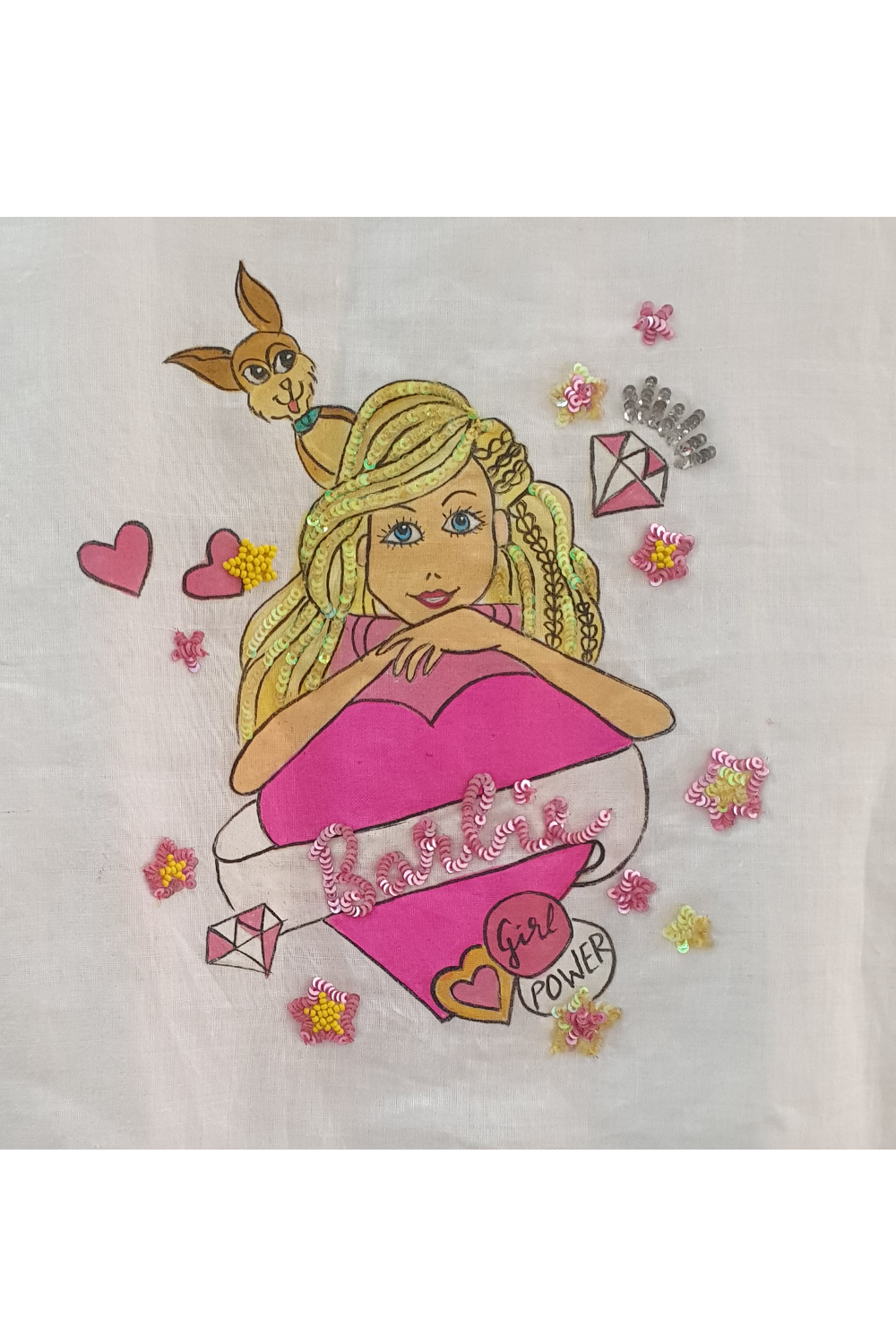 Hand painted barbie white dress