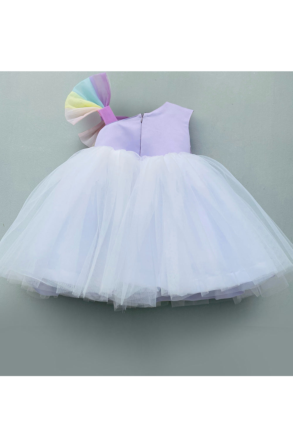 Rainbow color with front bow dress