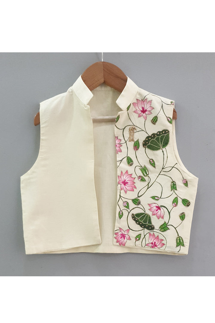 Off white lotus hand painted bandi