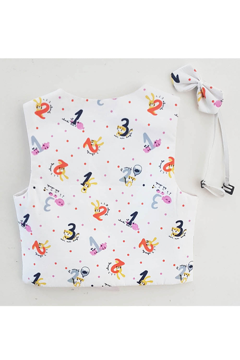White counting print toddler waistcoat