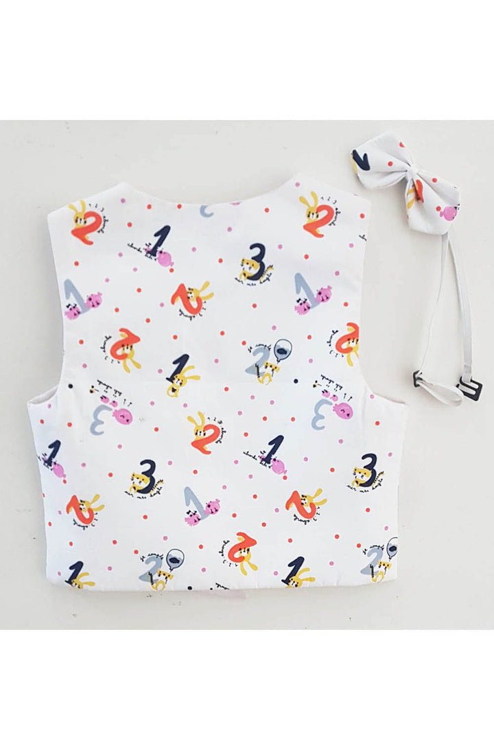 White counting print toddler waistcoat