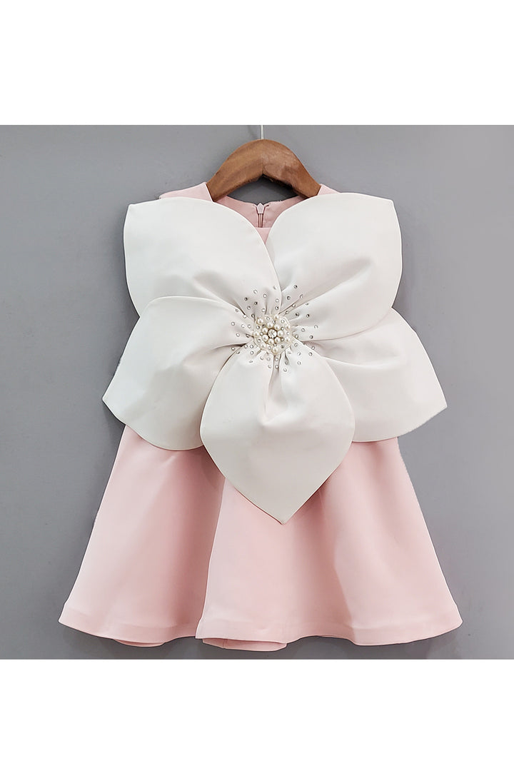 White Flower Embellished Sleeveless Dress