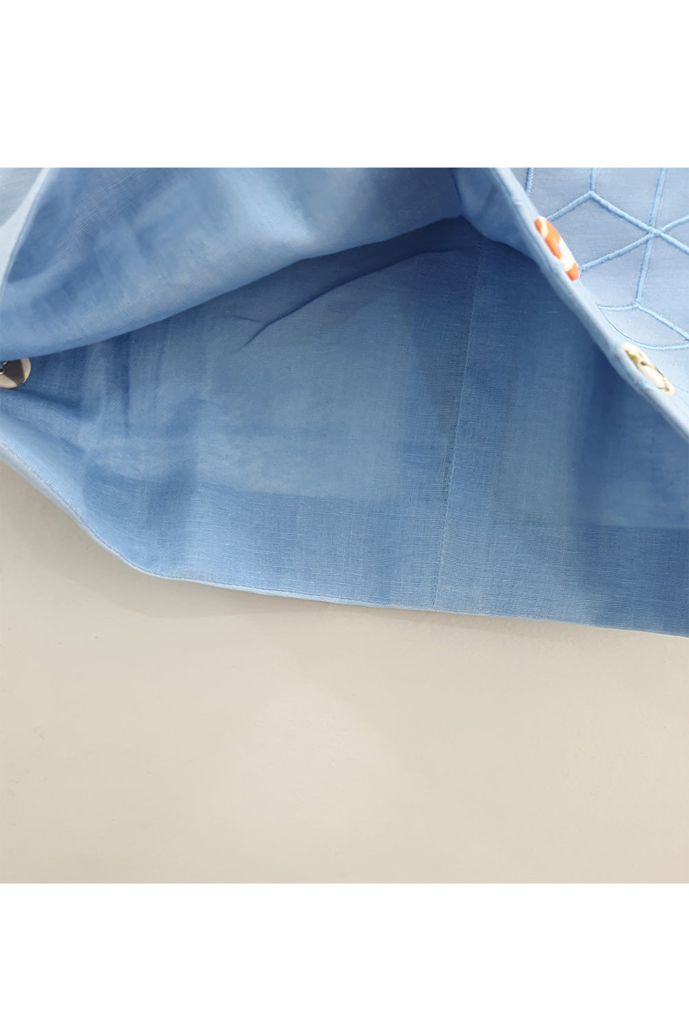 Powder Blue Embroidered Chanderi Nehru Jacket