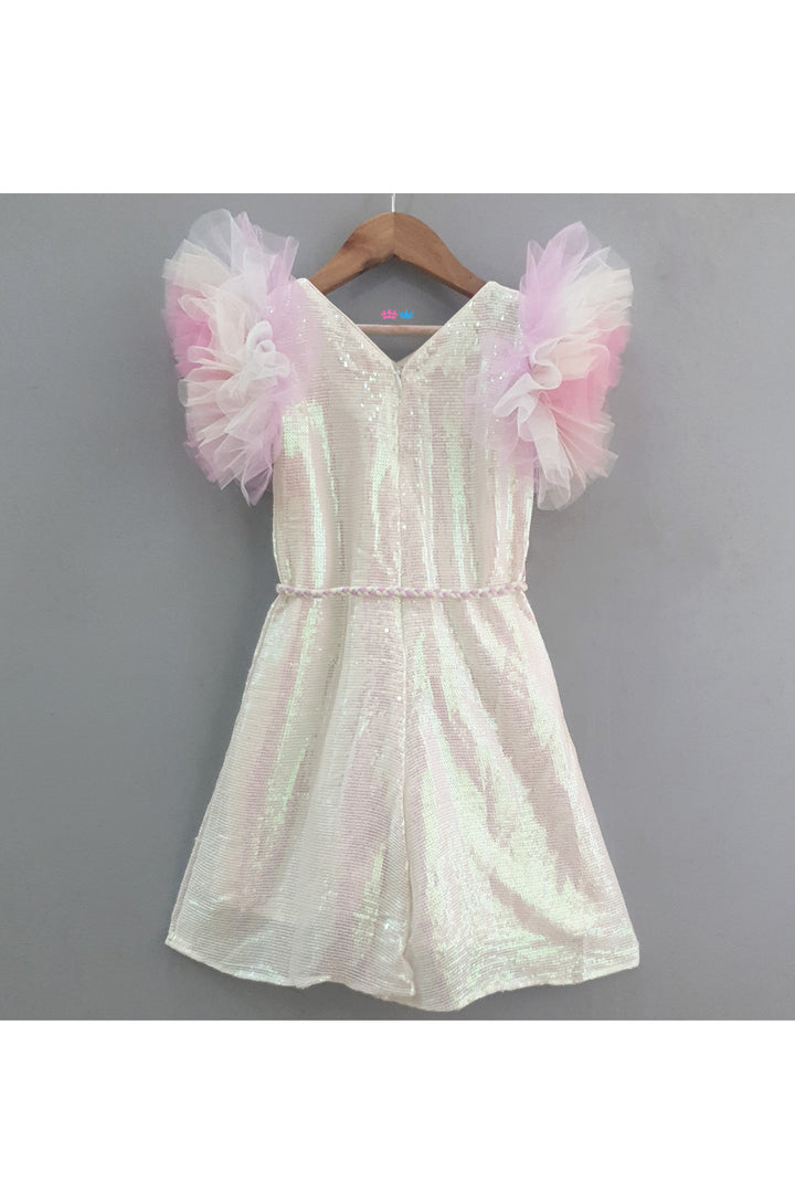 Holographic Sequins Embroidered Calf Length Dress With Braid Belt