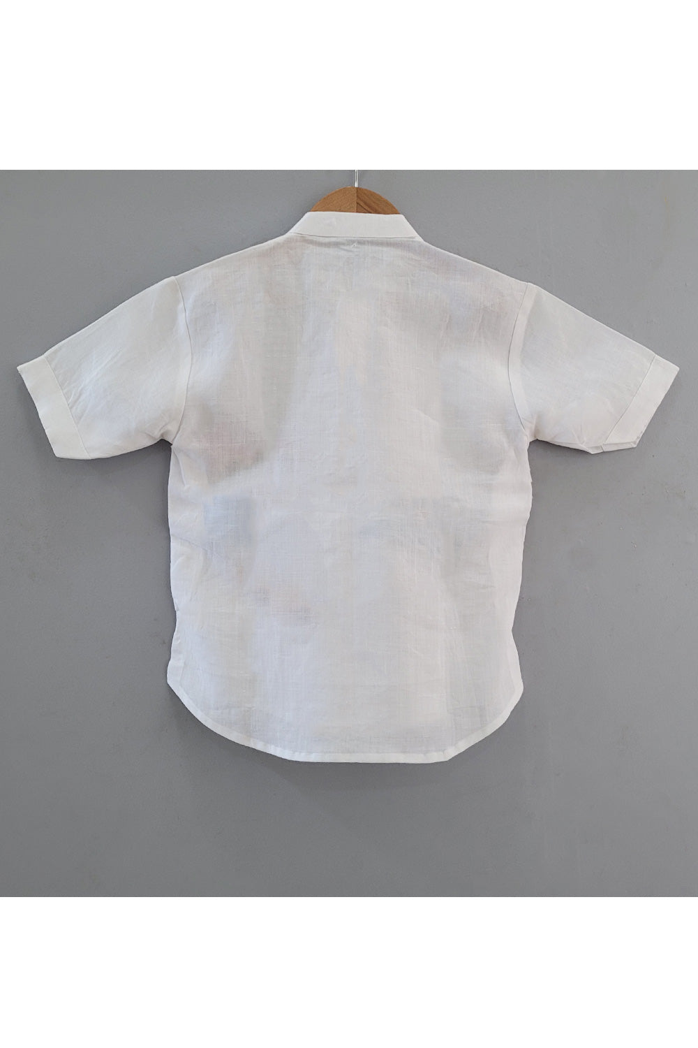 White Sequins Animal In Car Handpainted Linen Shirt