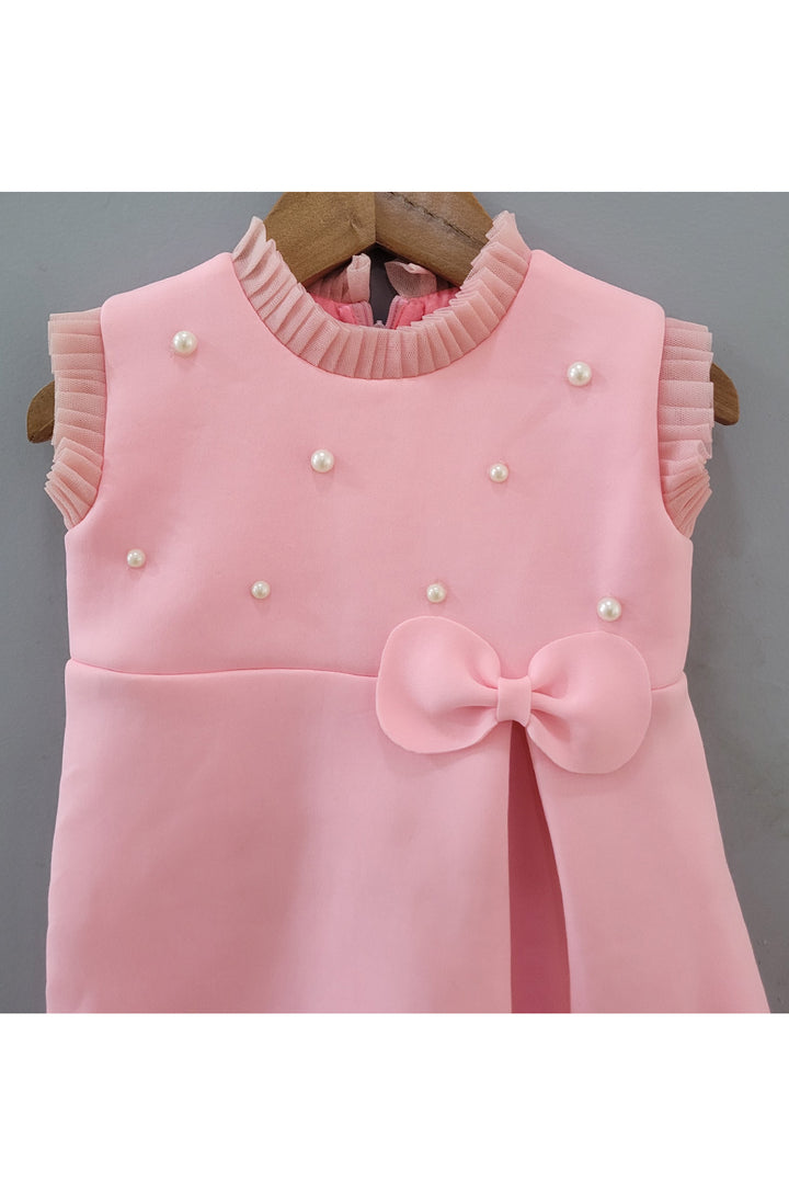 Light Pink Pearl Detailing Sleeveless Dress