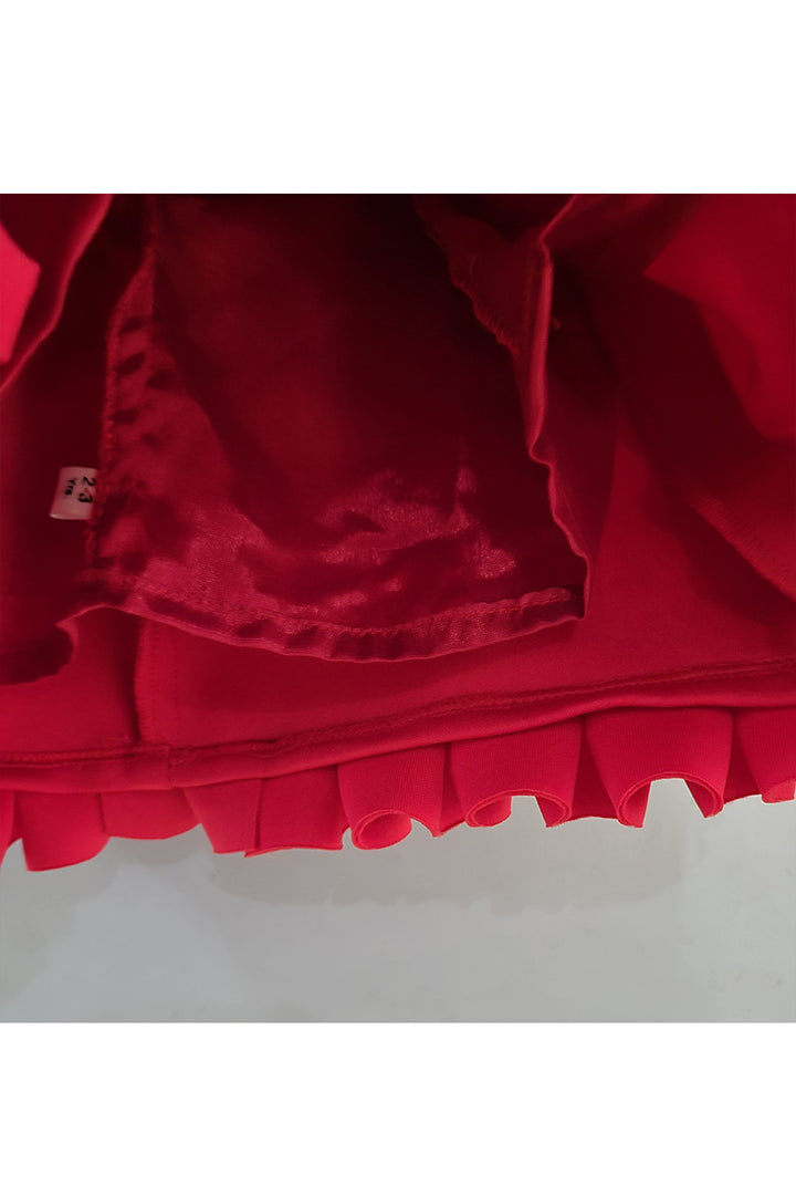 Red Sequins Embroidered Bow Detailing Dress
