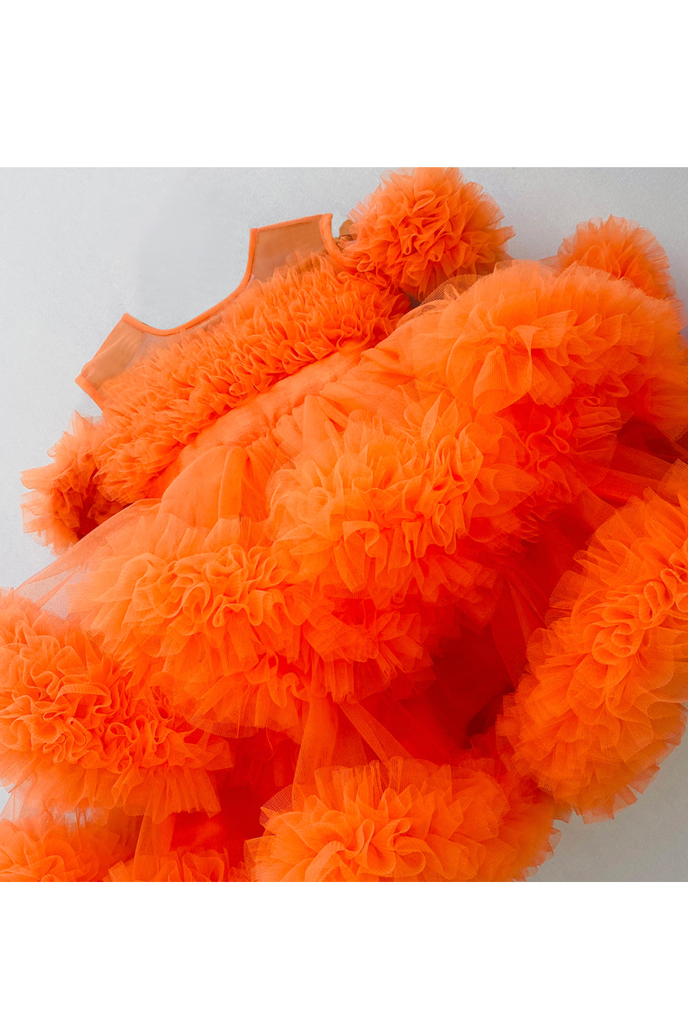 Orange flares round neck layers dress