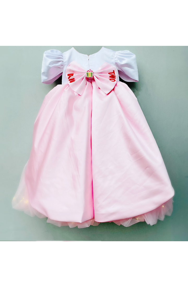 Candies icecream embroidered pink gown with lights