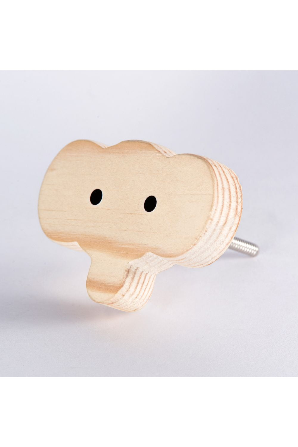 Beige Elephant Face Wooden Knob