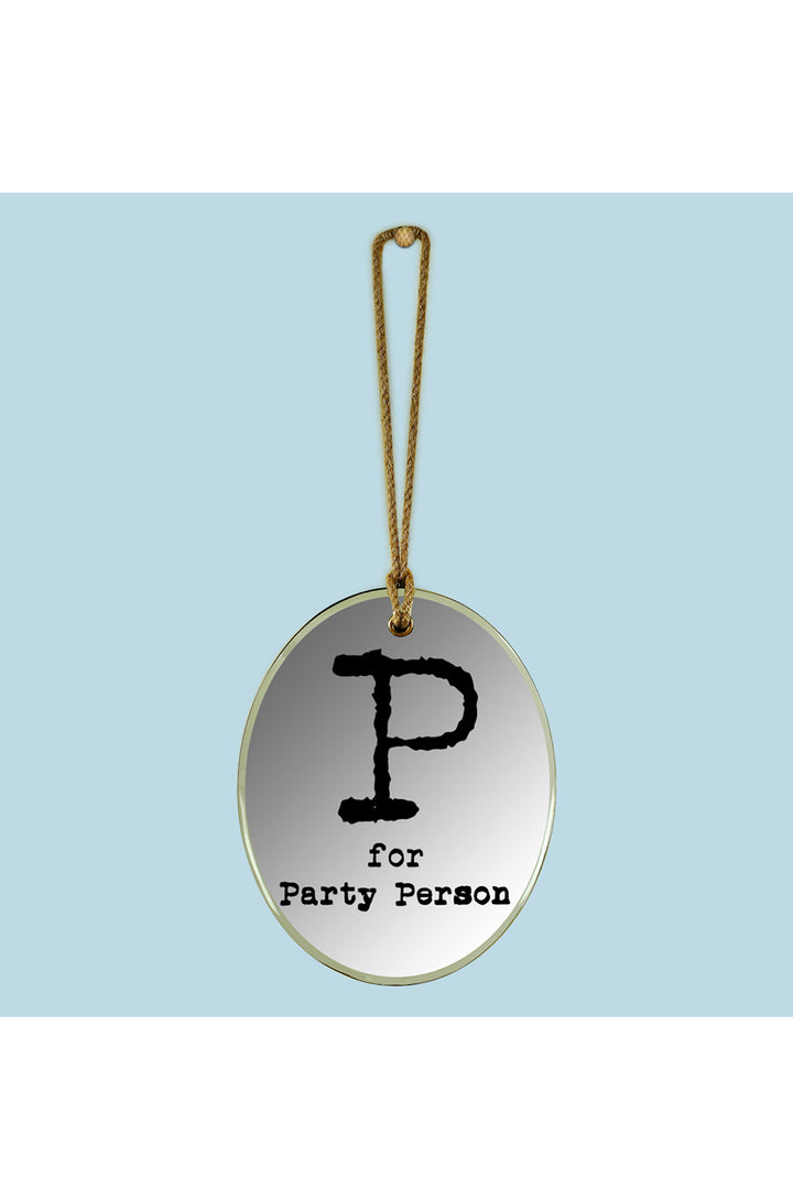 P For Party Person Oval Mirror Frame