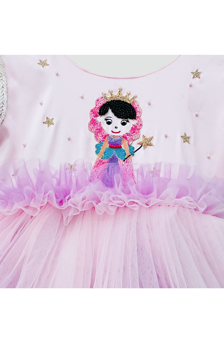 Hand embellished purple and pink flares gown