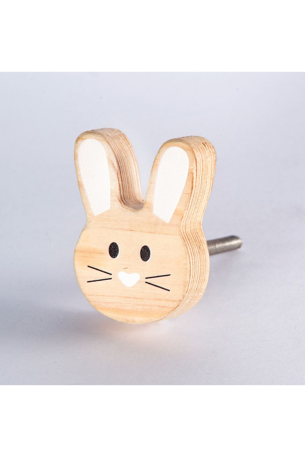Beige Rabbit Face Wooden Knob