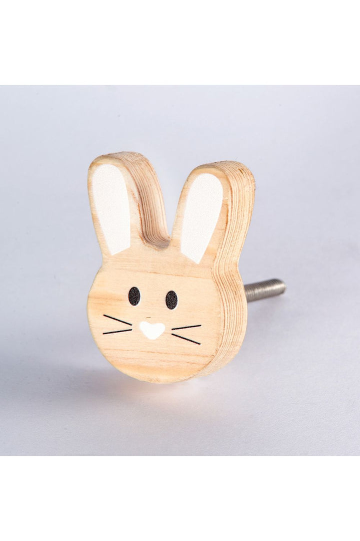 Beige Rabbit Face Wooden Knob