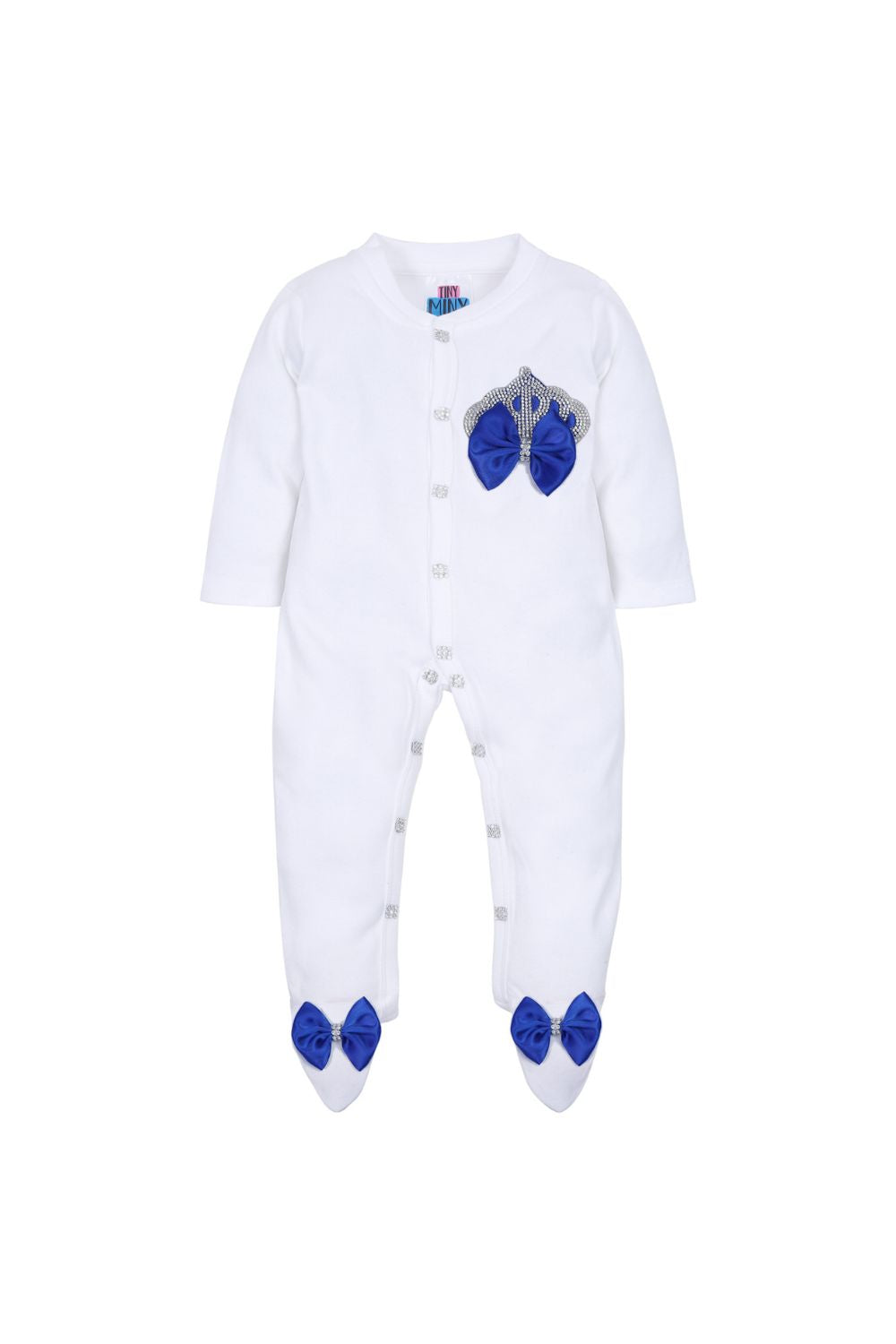 White Embroidered Wings Detailing Sleepsuits Set