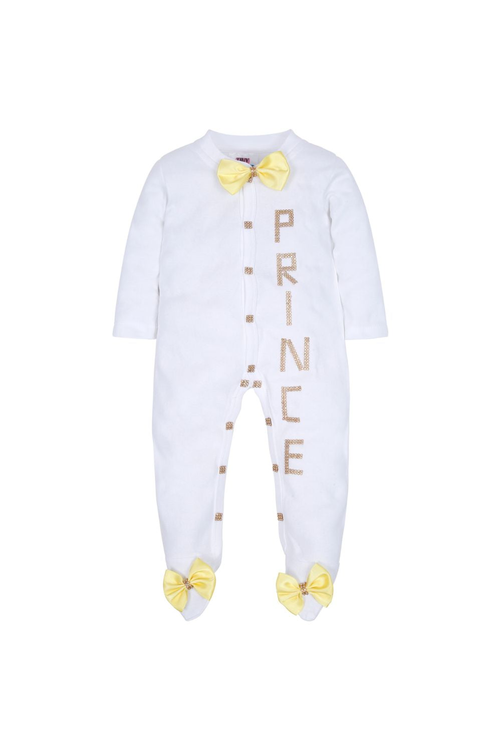White Prince Detailing Cotton Lycra Sleepsuit Set