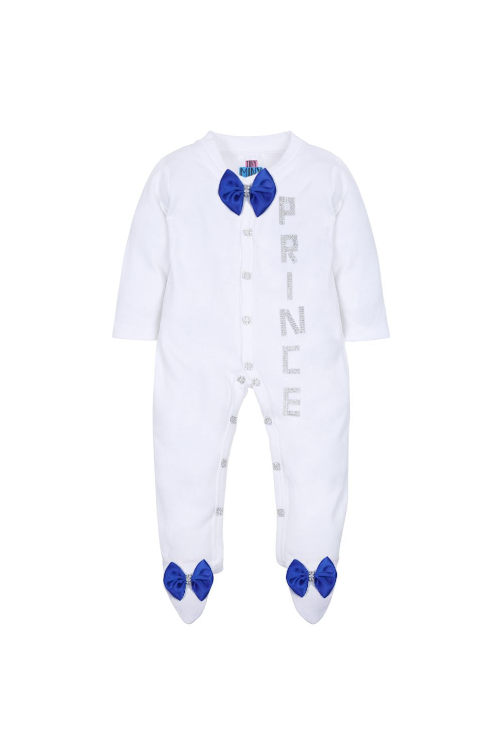 White Prince Detailing Cotton Lycra Sleepsuit Set