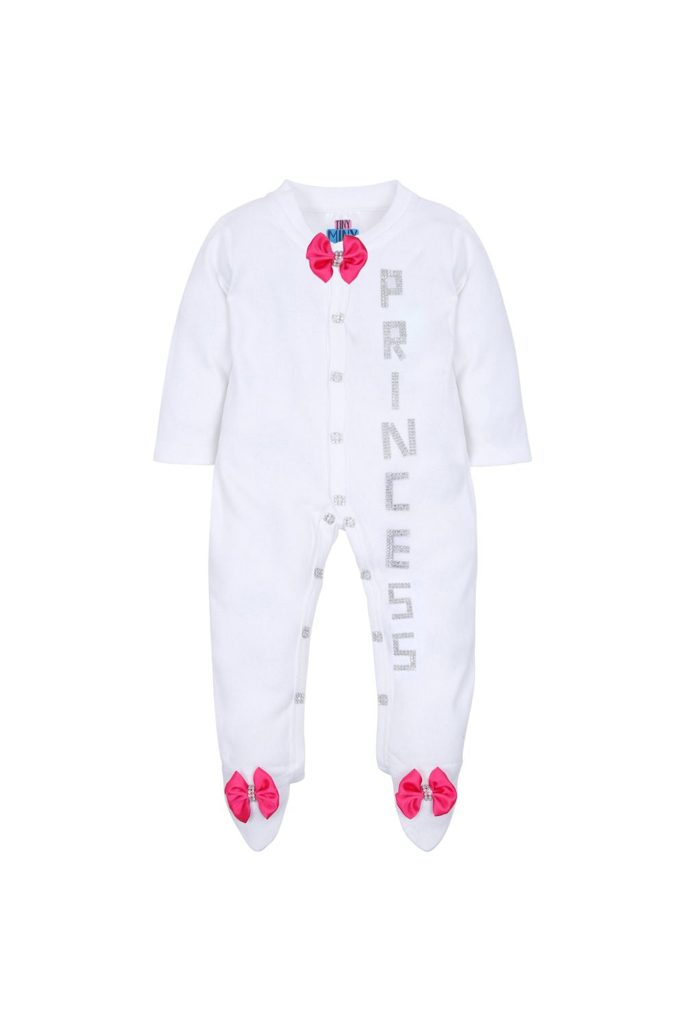 White Princess Detailing Cotton Lycra Sleepsuit Set