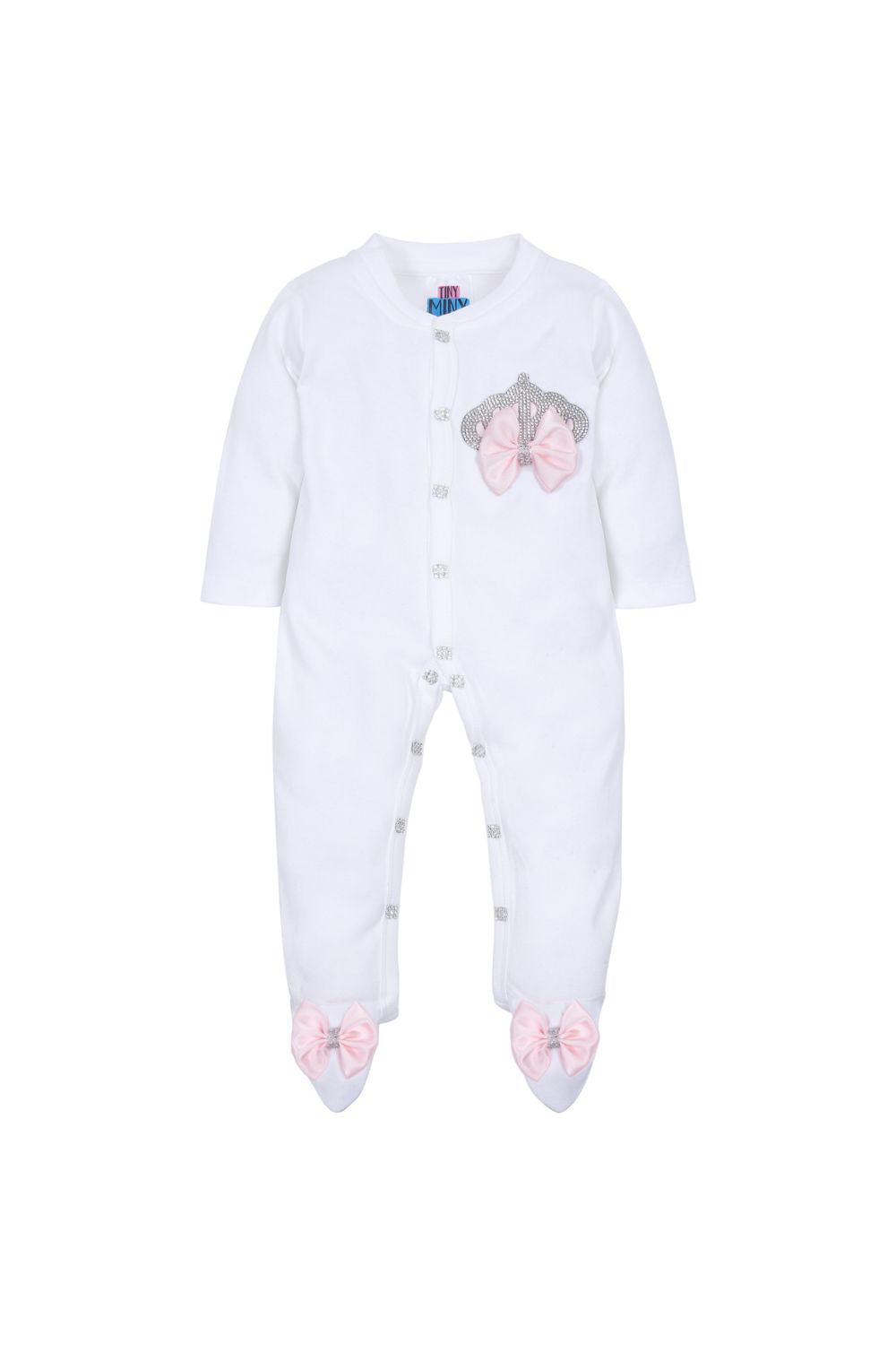 White Embroidered Wings Detailing Sleepsuits Set