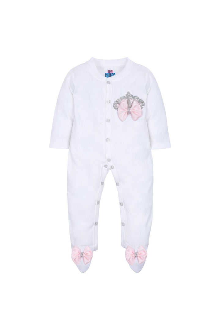 White Embroidered Wings Detailing Sleepsuits Set