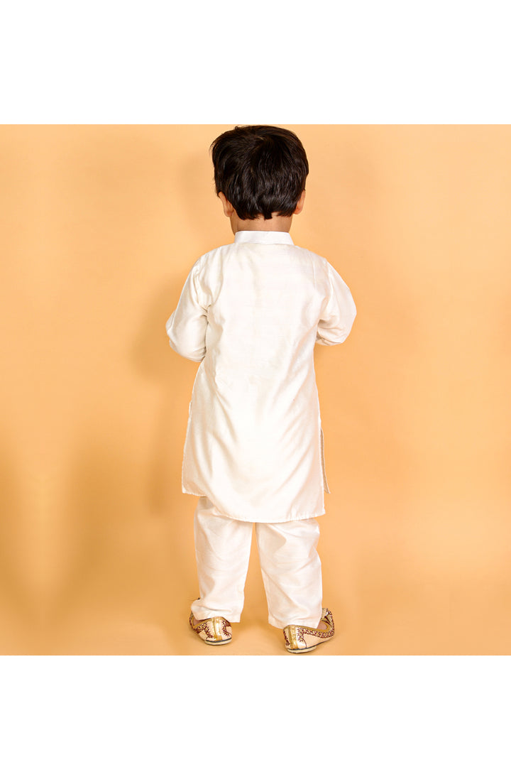 White Gota Embroidered Kurta With Pant Set