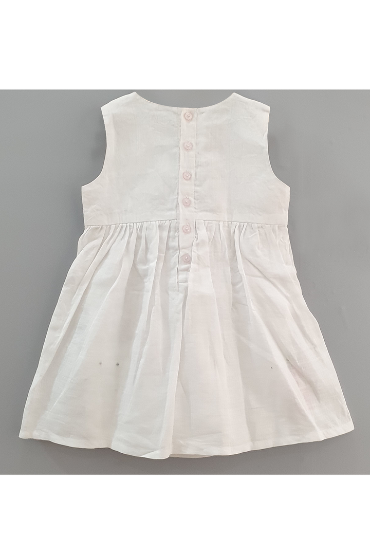 Hand painted roses white frock