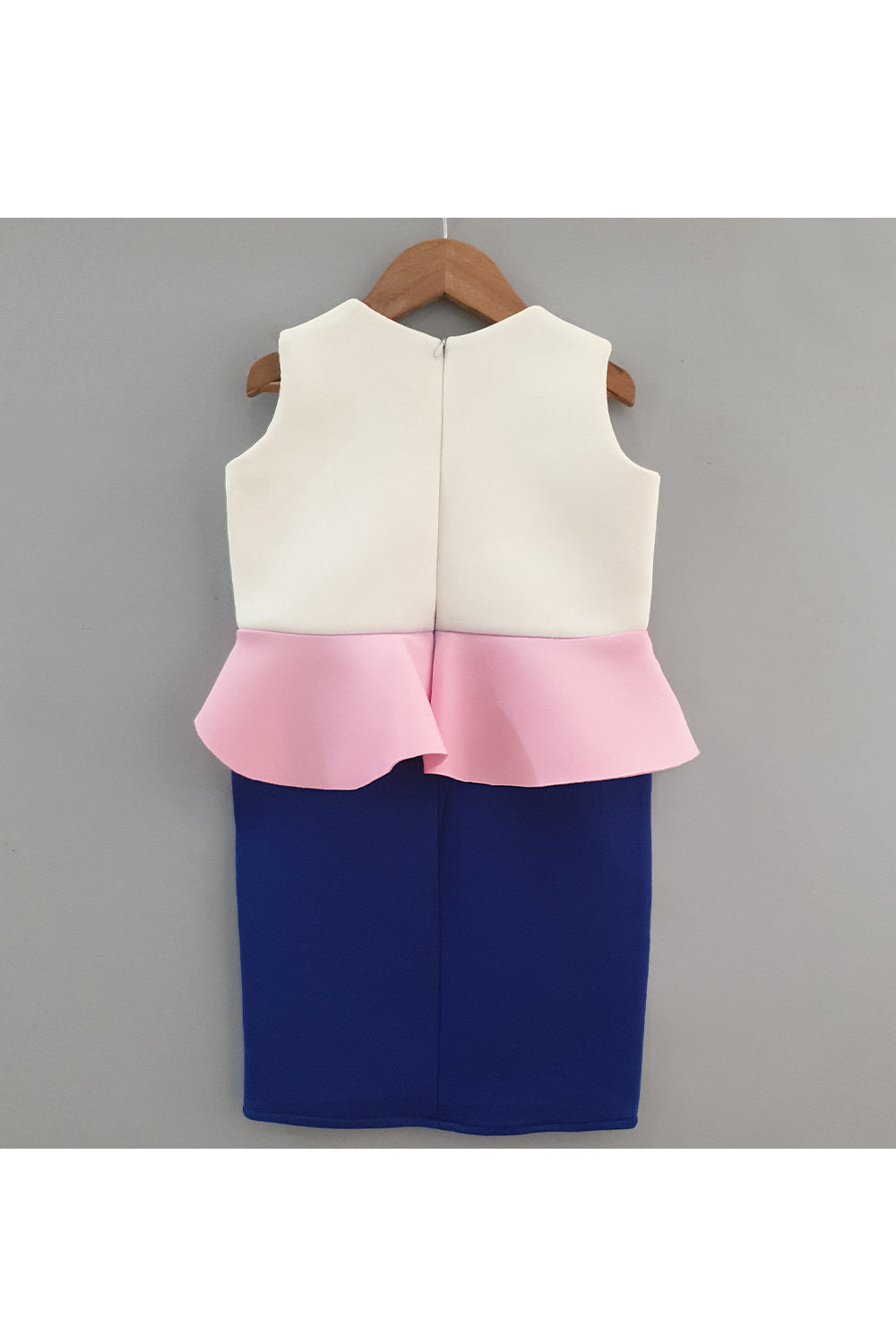 Elegant tricolor peplum knee length dress
