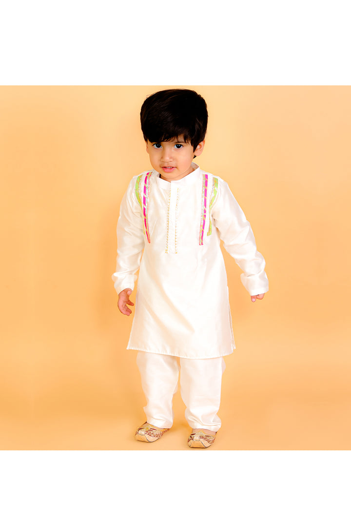 White Gota Embroidered Kurta With Pant Set
