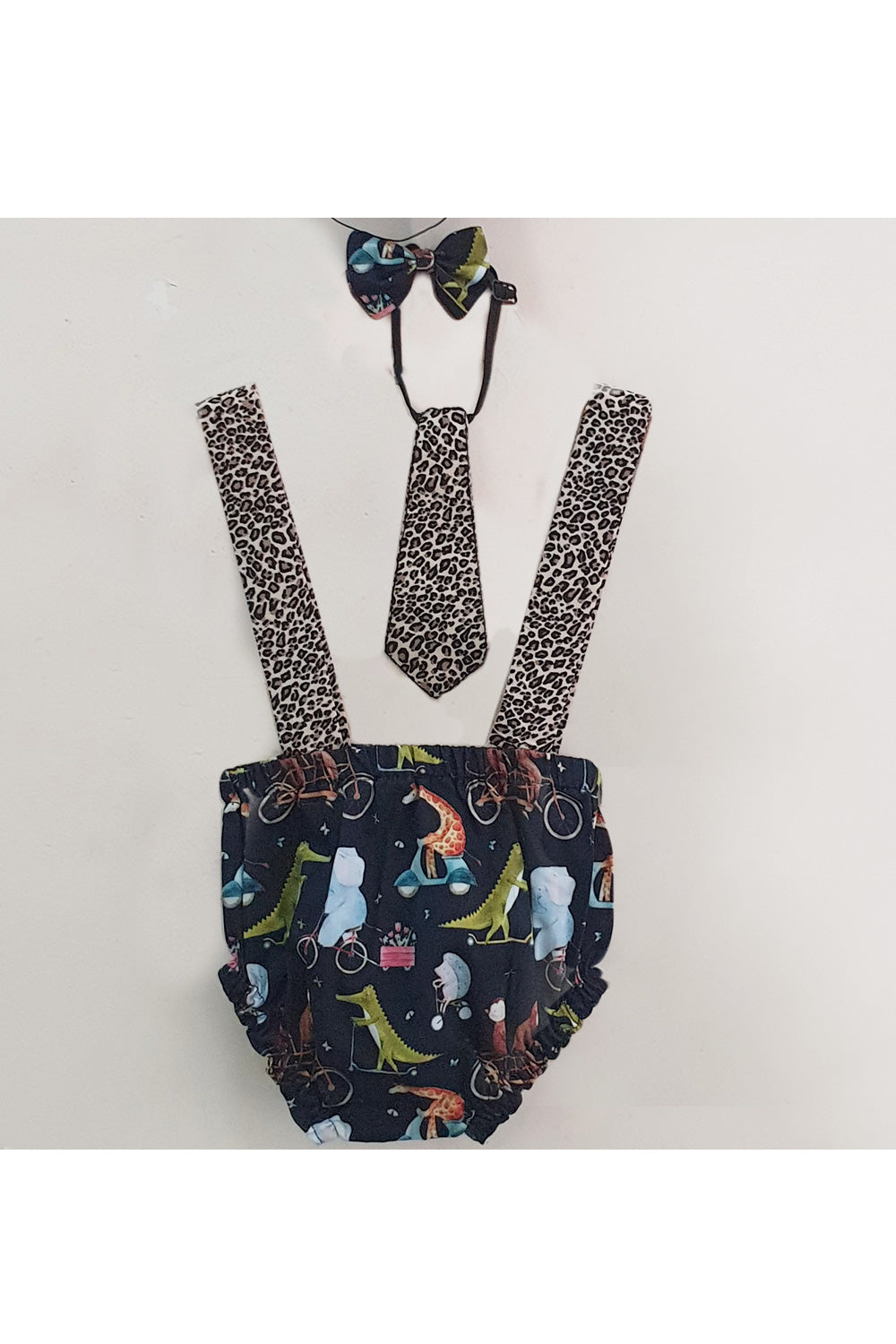 Black animal print cake smash outfit